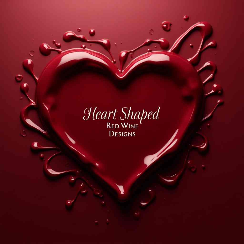 Heart-shaped red wine spilled design psd